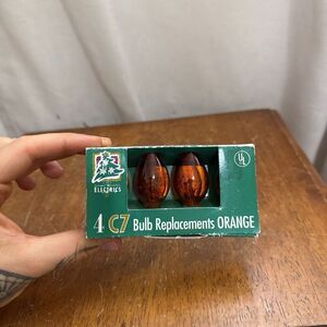 Vintage 1995 Lot of 4 Replacement Christmas Bulbs Lights C-7 Orange Colored‎